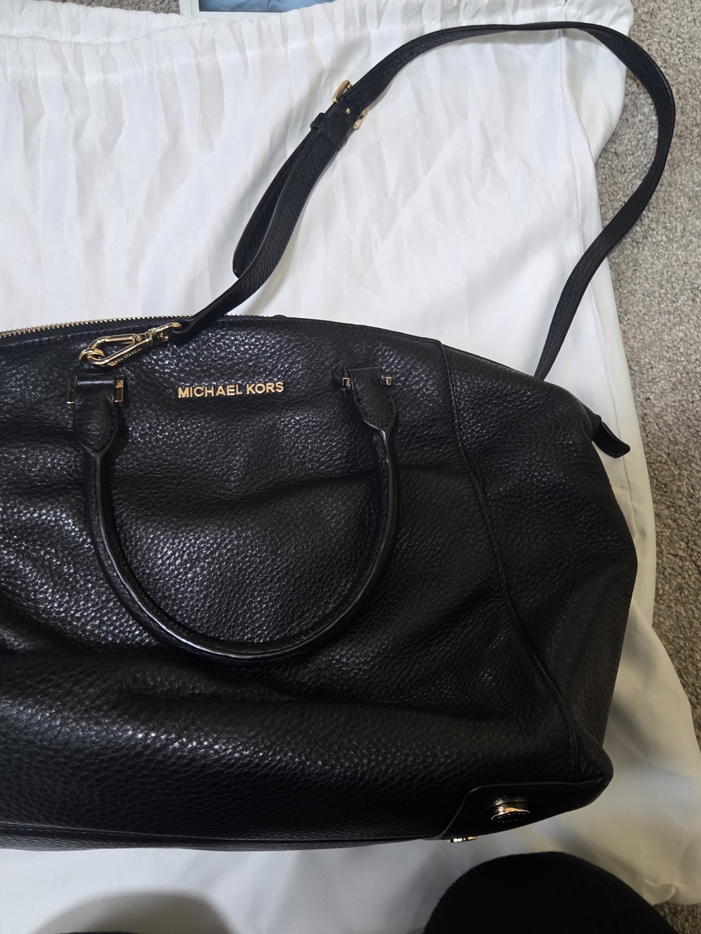 MICHAEL KORS Black Leather Satchel Bag